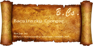 Bacsinszky Csongor névjegykártya